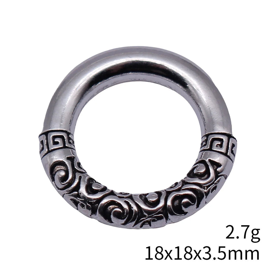18x18x3.5mm 2.7g Antique Silver Zinc Alloy Round Ring Charm Pendant for Necklace Bracelet Making