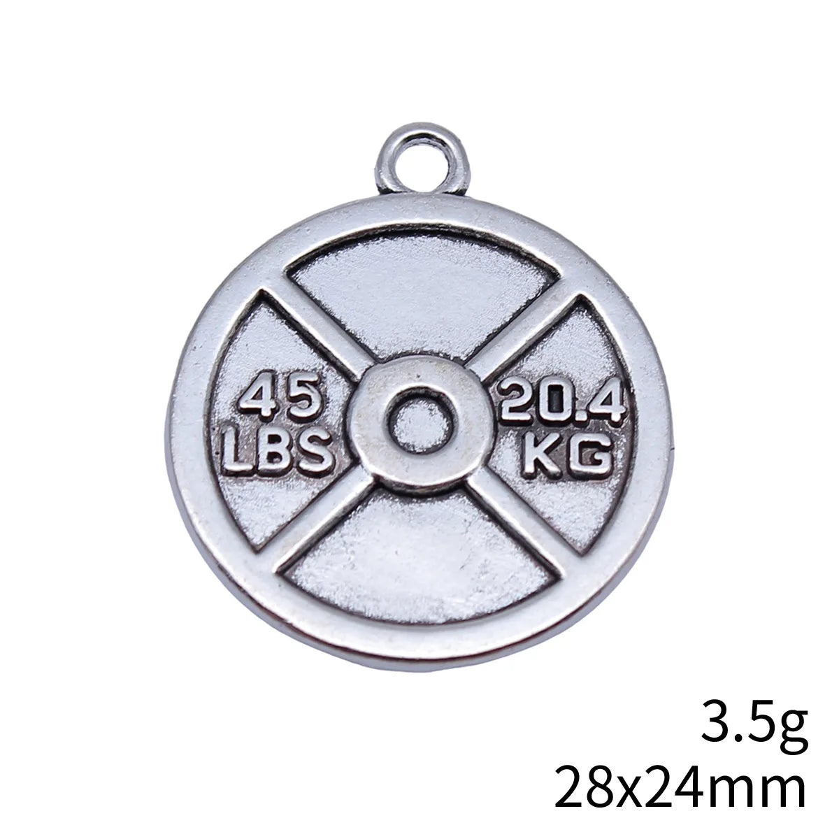 28x24mm 3.5g Multicolor Zinc Alloy Weight Plate Charm Pendant for DIY Fitness Theme Jewelry