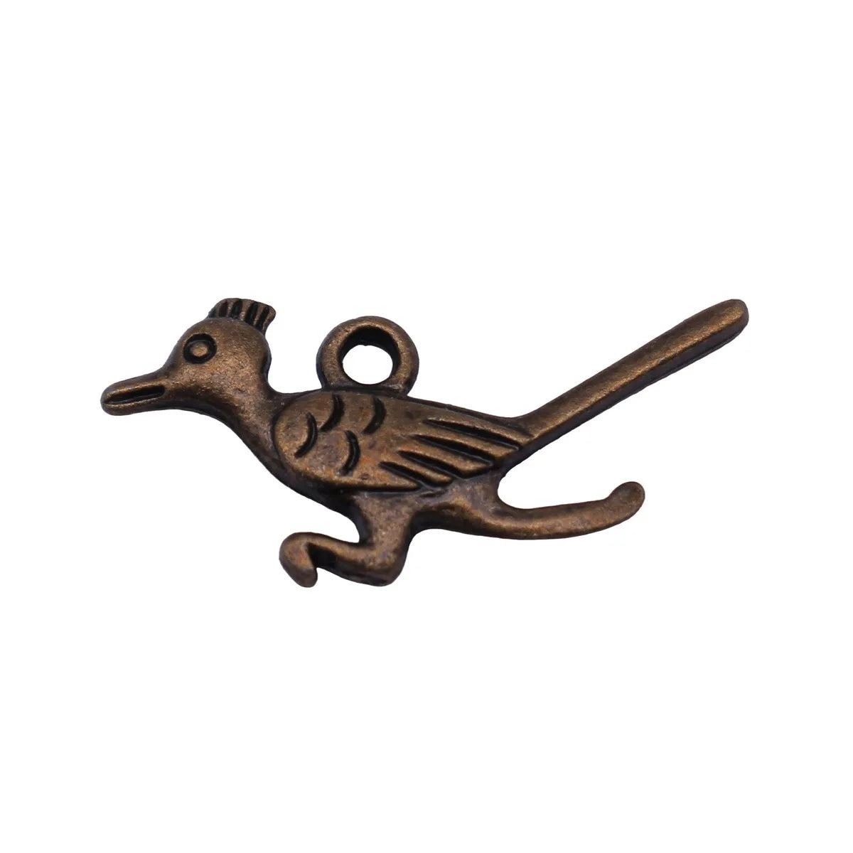 28x13mm 1.5g Antique Bronze Tone Zinc Alloy Roadrunner Bird Charm Pendant for DIY Necklace Making