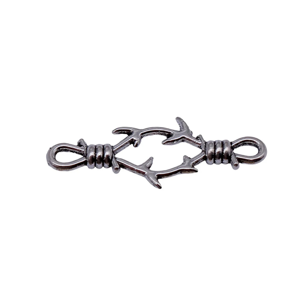 27x10mm 0.74g Antique Silver Zinc Alloy Thorn Connector Charm for DIY Bracelet and Necklace Making