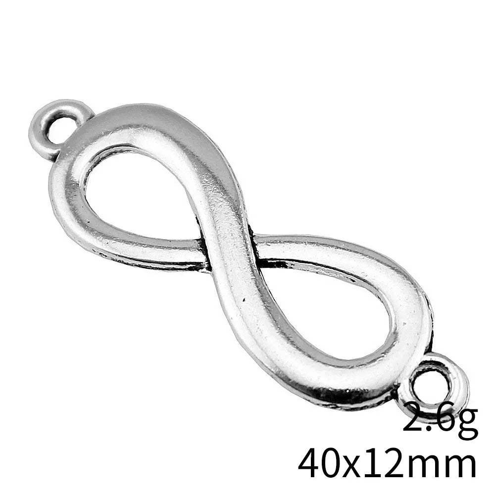 40x12mm 2.6g Antique Silver Zinc Alloy Infinity Symbol Connector Charm for DIY Bracelet Jewelry
