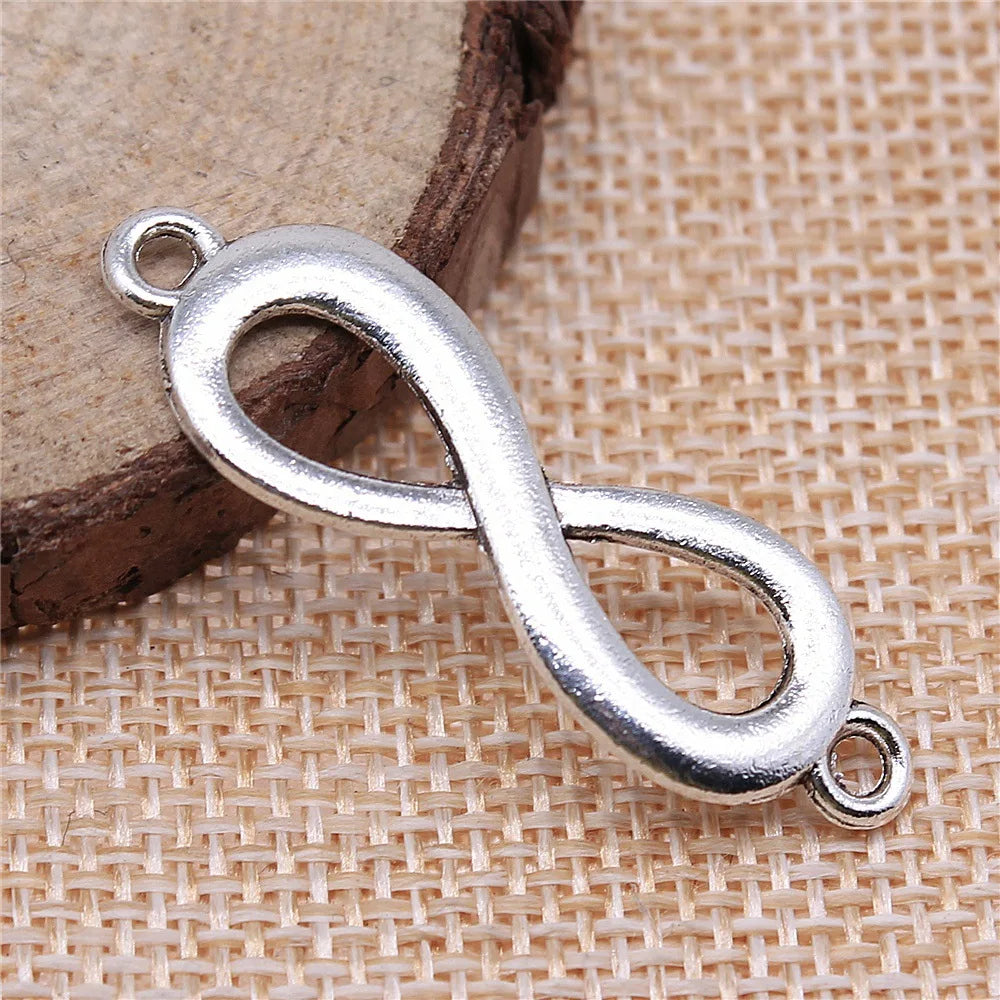 40x12mm 2.6g Antique Silver Zinc Alloy Infinity Symbol Connector Charm for DIY Bracelet Jewelry