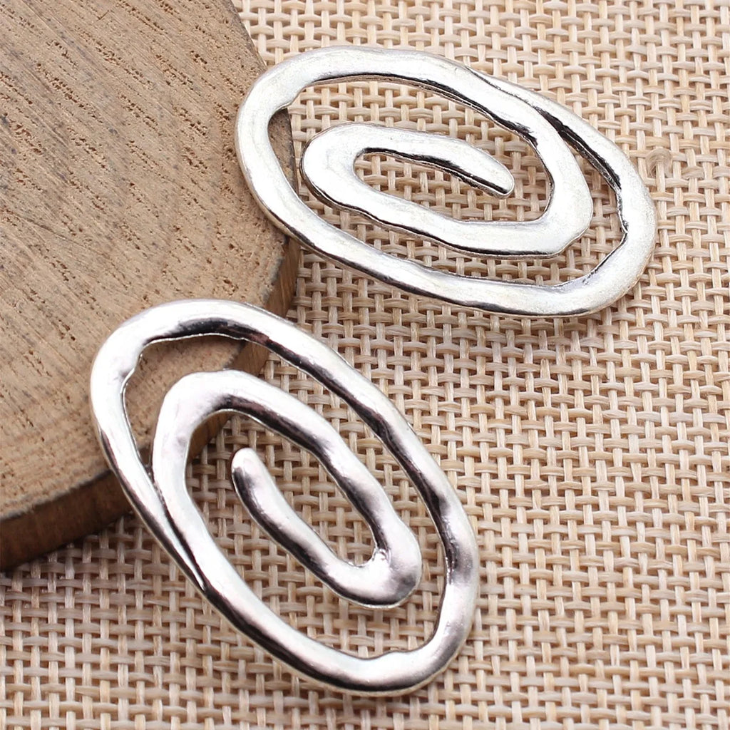 37x22mm 3.7g Multicolor Zinc Alloy Openwork Hammered Swirl Hollow Charm Pendant for DIY Necklace Making