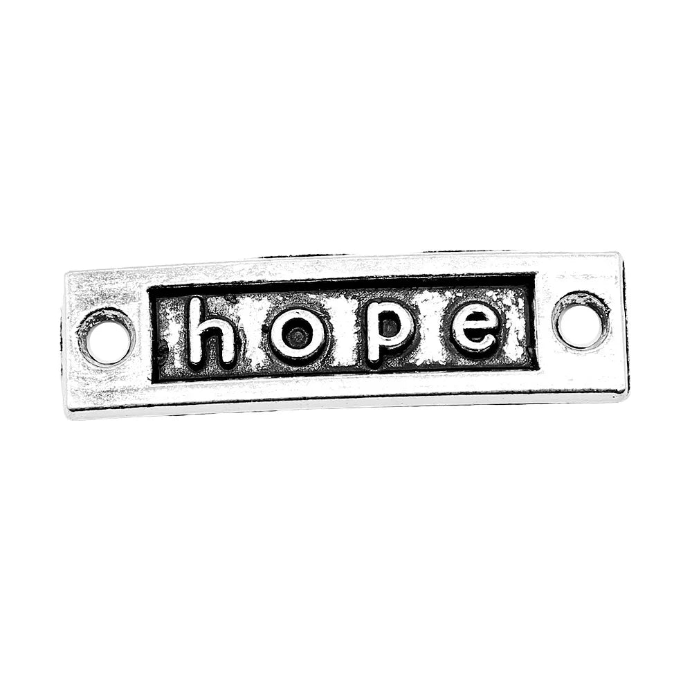 35x10mm 3.2g Antique Silver Zinc Alloy Hope Word Connector Charm for DIY Bracelet Jewelry Making