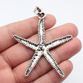80x61mm 12.6g Antique Silver Zinc Alloy Large Starfish Charm Pendant for DIY Beach Necklace Jewelry