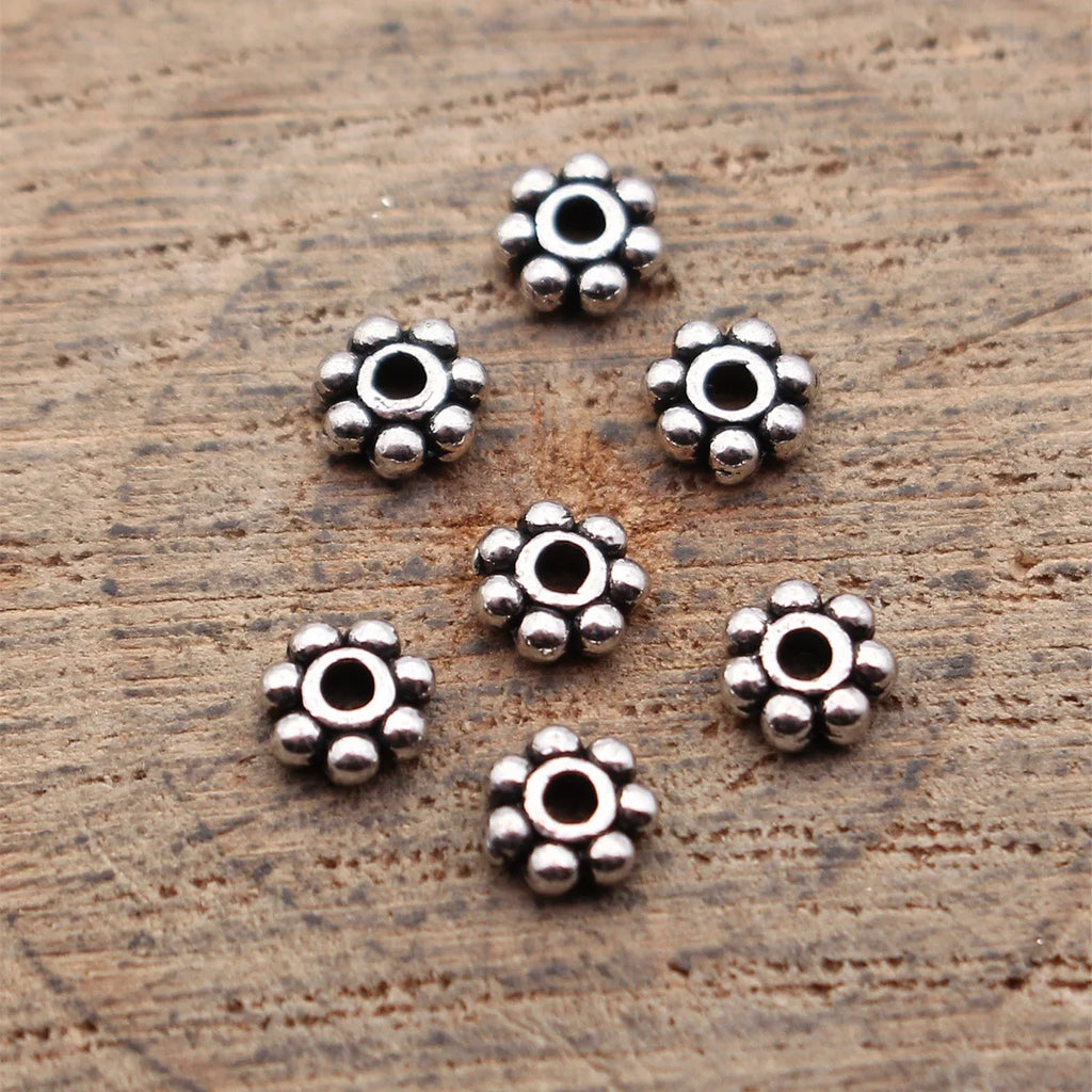 4.2x4.2x1.5mm 0.09g Antique Silver Zinc Alloy Spacer Beads for Bracelet Necklace Jewelry Making
