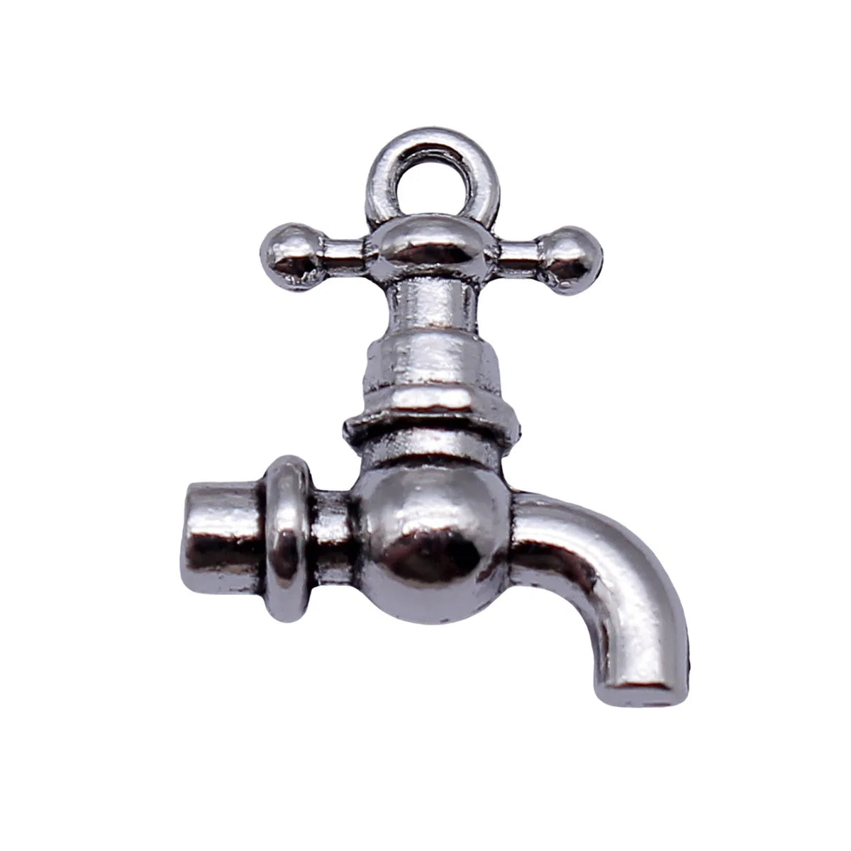 17x14mm 1.6g Antique Silver Zinc Alloy Faucet Charm Pendant for DIY Novelty Jewelry Making