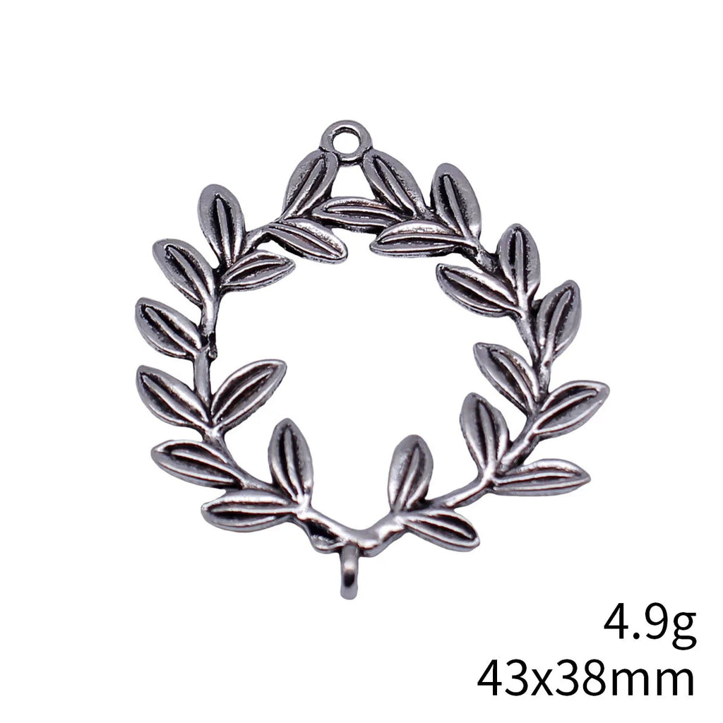 43x38mm 4.9g Multicolor Zinc Alloy Olive Branch Connector Charm for DIY Necklace Earrings Jewelry