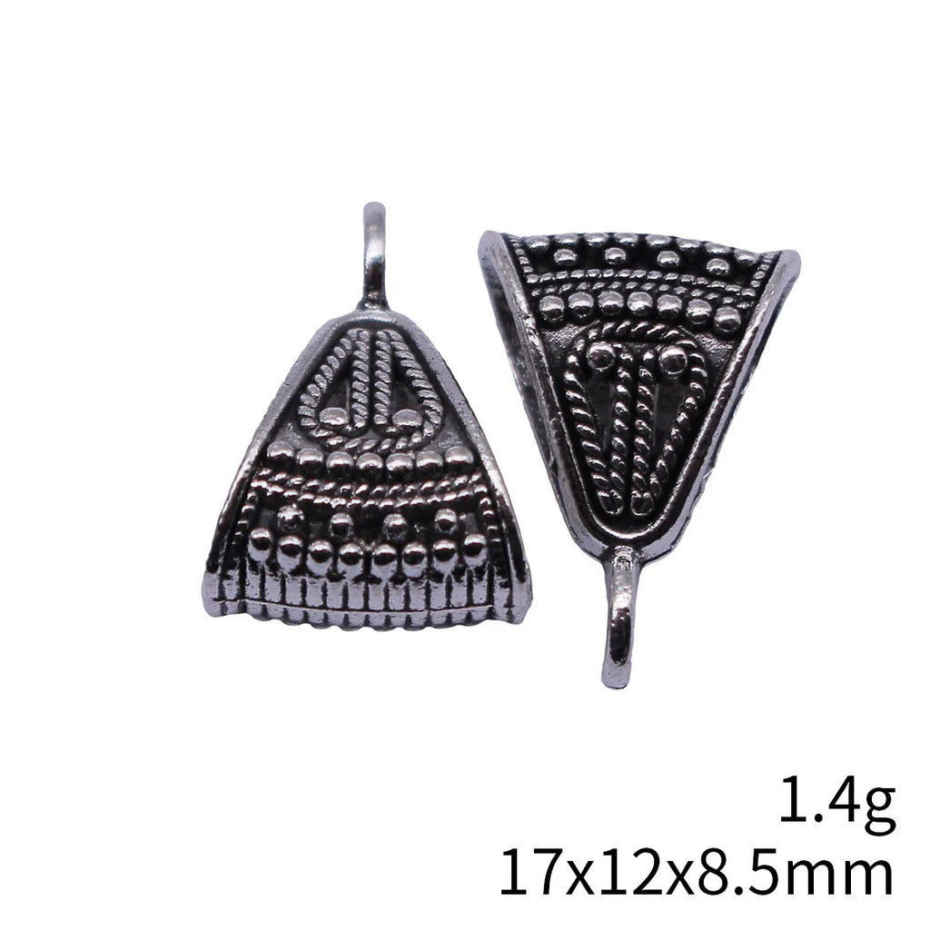 17x12x8.5mm 1.4g Antique Silver Zinc Alloy Engraved Pattern Three-Way Pendant Bail Connector for DIY Necklaces