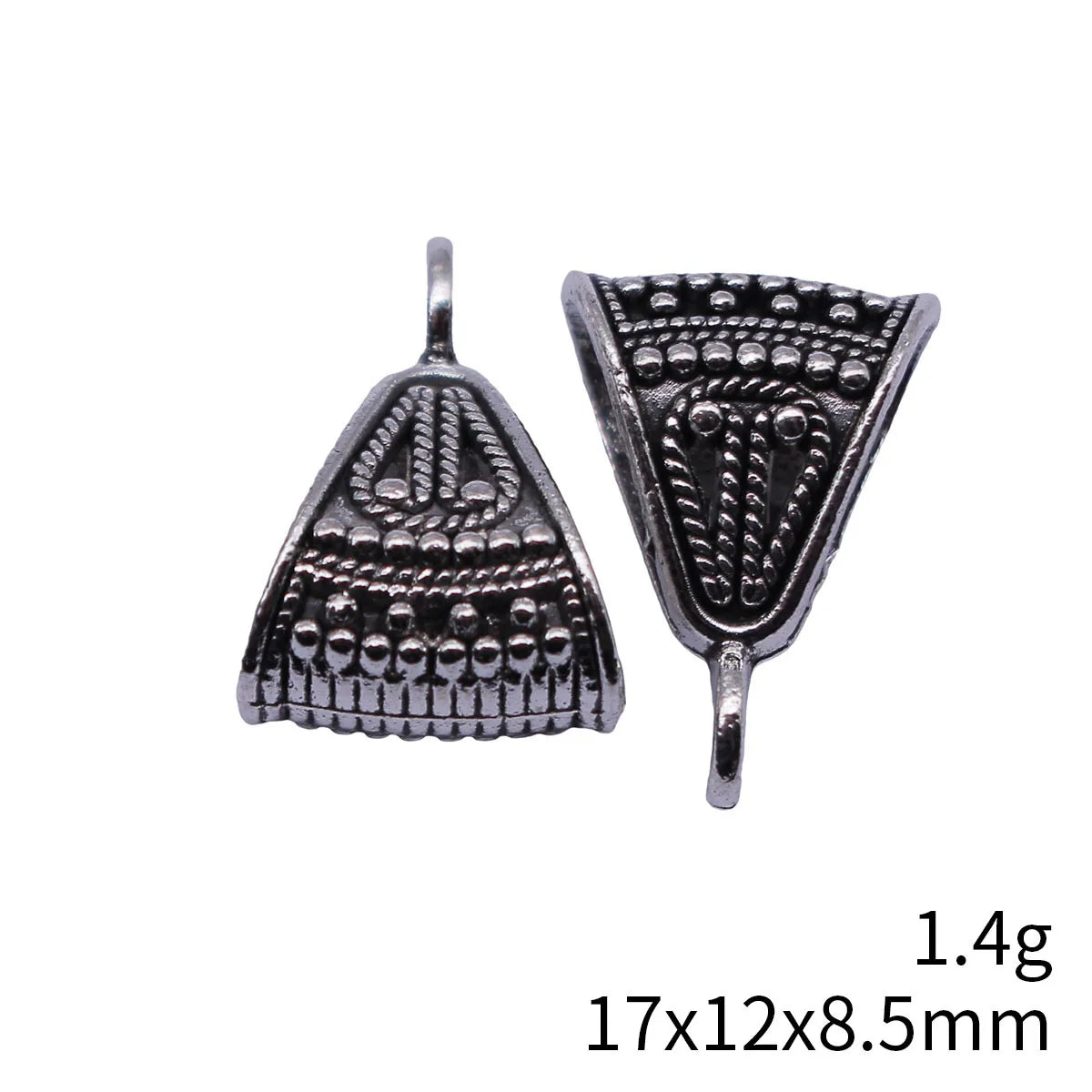 17x12x8.5mm 1.4g Antique Silver Zinc Alloy Engraved Pattern Three-Way Pendant Bail Connector for DIY Necklaces