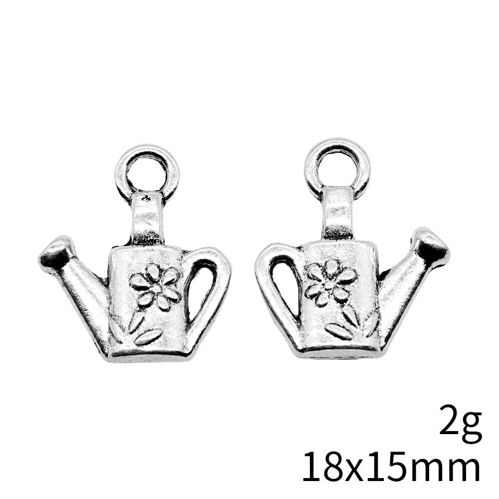 18x15mm 2g Antique Silver Zinc Alloy Watering Can Charm Pendant for DIY Necklace Bracelet Making
