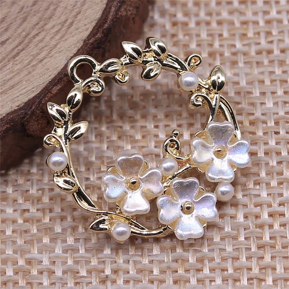 23x23mm 2.5g KC Gold Zinc Alloy Wreath Charm Pendant for DIY Necklace Bracelet Jewelry Making