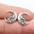 20x15mm 1.7g Antique Silver Zinc Alloy Moon Rose Charm Pendant for DIY Necklace Bracelet Jewelry Making