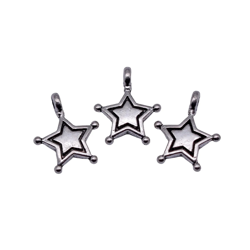 14x11mm 0.58g Antique Silver Zinc Alloy Five Point Star Charm Pendant for DIY Bracelet Necklace Making