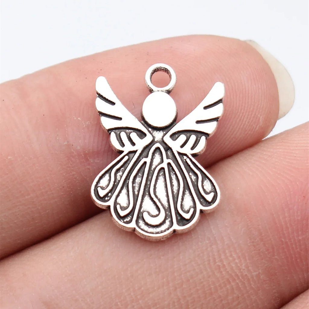 20x15mm 1.5g Antique Silver Zinc Alloy Angel Charm Pendant for DIY Bracelet Necklace Jewelry Making