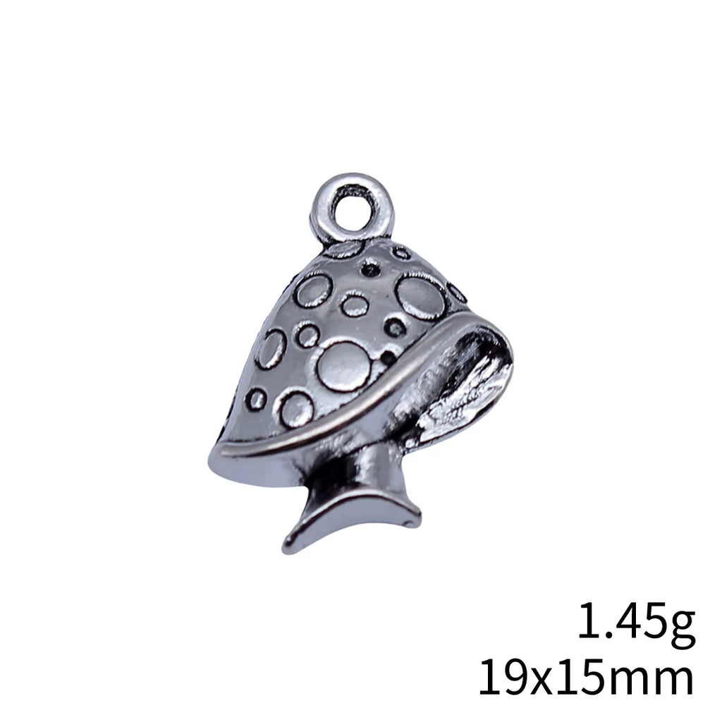 19x15mm 1.45g Antique Silver Zinc Alloy Mushroom Charm Pendant for Necklace Bracelet Making