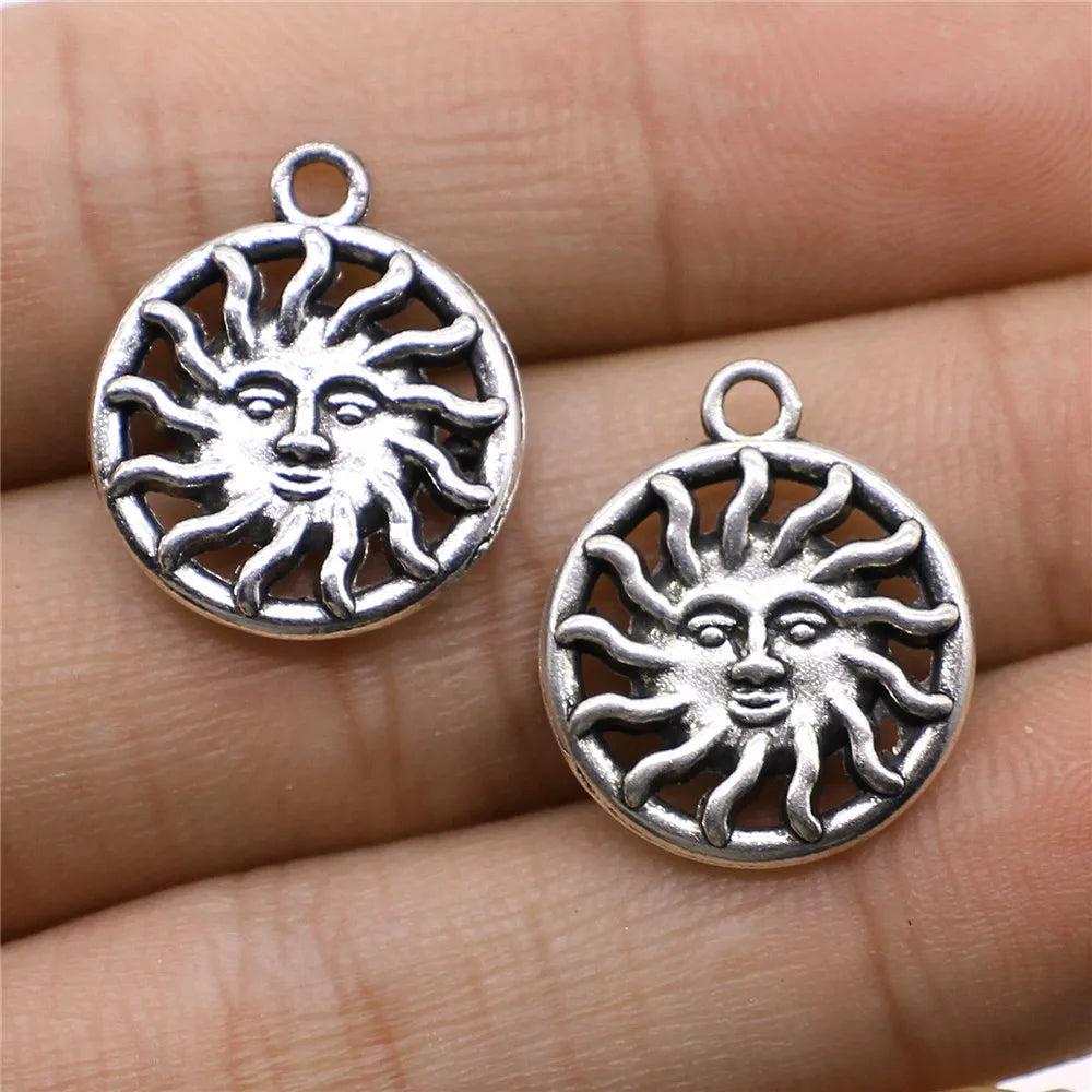 17x20mm 2g Antique silver zinc alloy Sun charm pendant for necklace bracelet jewelry making