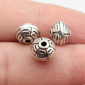 8.9x8.9x7mm 1.5g Antique Silver Zinc Alloy Textured Round Spacer Beads for Bracelet Necklace Making