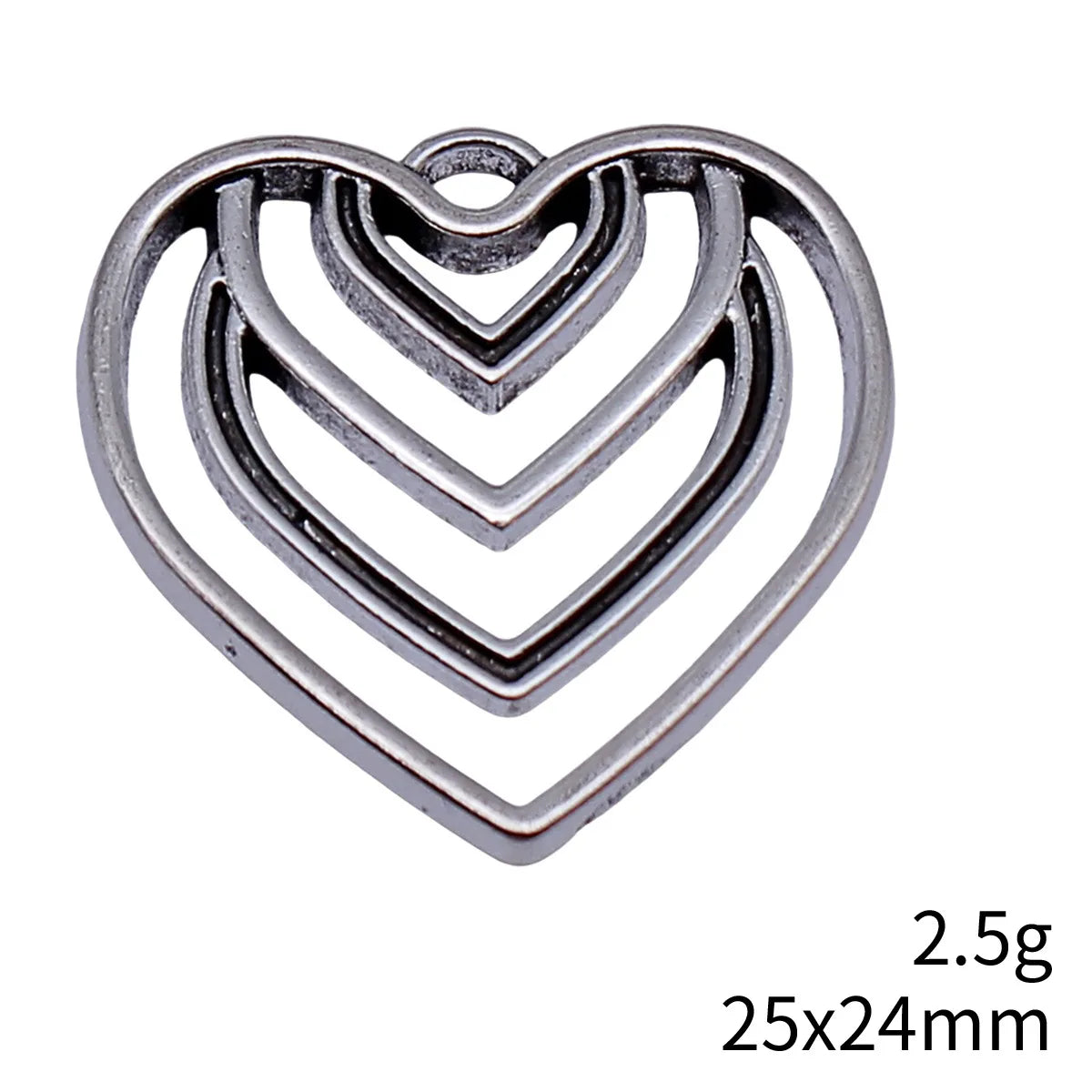 25x24mm 2.5g Antique Silver Zinc Alloy Hollow Heart Charm Pendant for DIY Necklace Bracelet Making