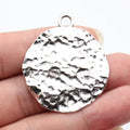 46x40mm 8.4g Antique Silver Zinc Alloy Hammered Wavy Round Disc Charm Pendant for DIY Jewelry Making