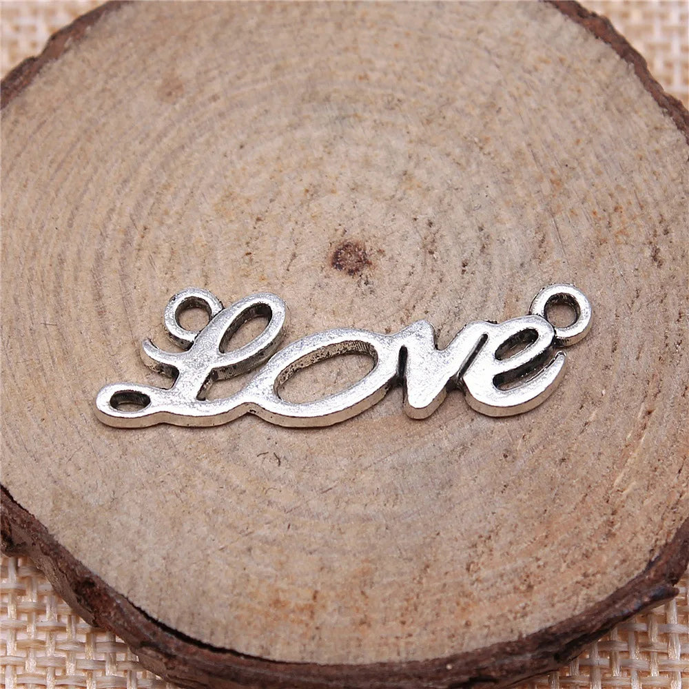 33x10mm 1.6g Antique Silver Zinc Alloy LOVE Connector Charm for Bracelet Necklace DIY Jewelry Making