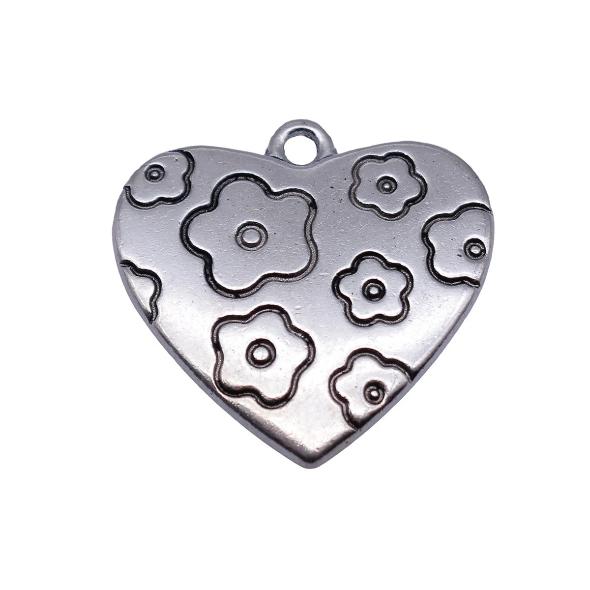 26x25mm 6.9g Antique Silver Zinc Alloy Love Amour Amore Flower Heart Charm Pendant for Necklace Making