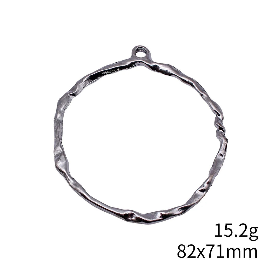 82x71mm 15.2g Antique Silver Zinc Alloy Hammered Large Round Ring Charm Pendant for DIY Jewelry