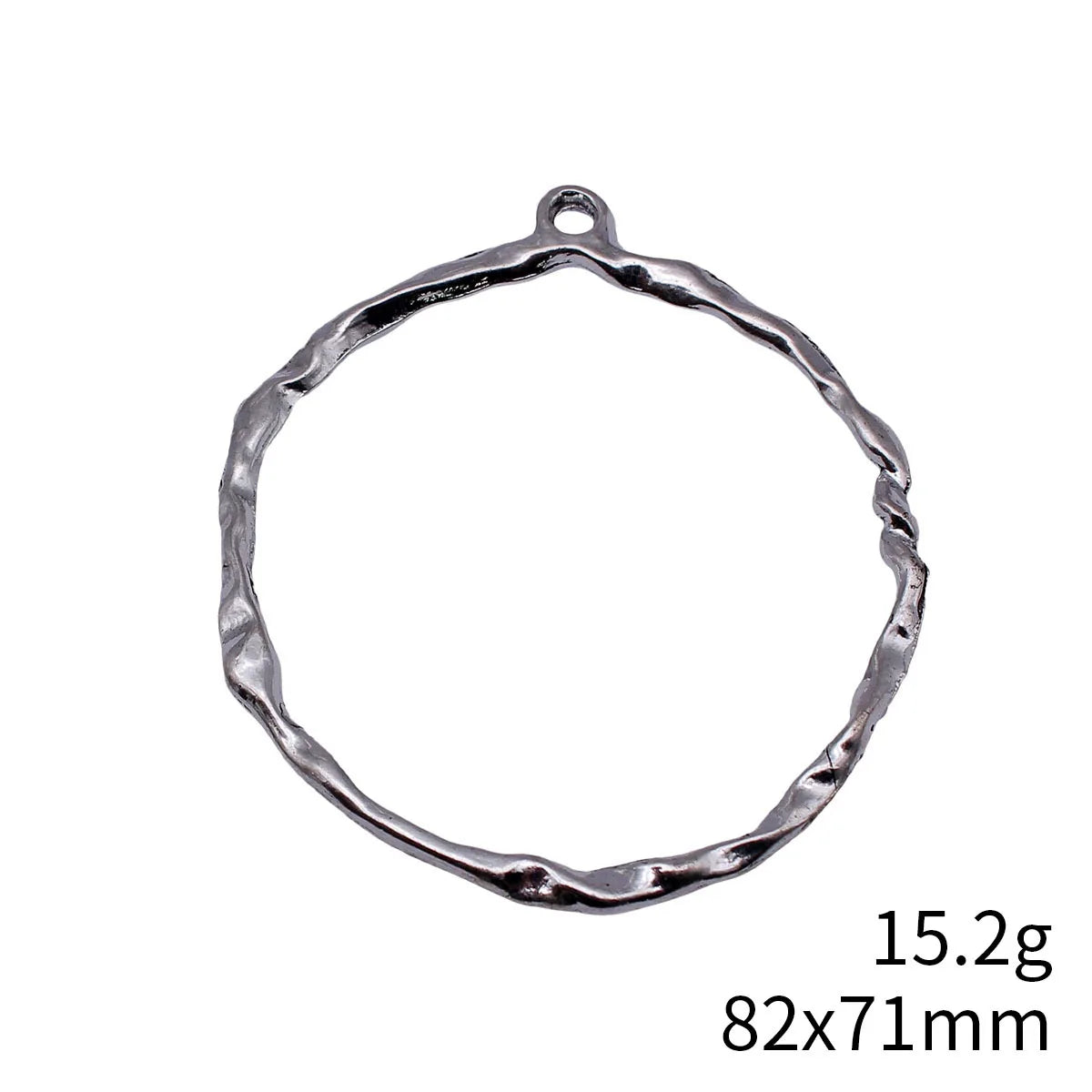82x71mm 15.2g Antique Silver Zinc Alloy Hammered Large Round Ring Charm Pendant for DIY Jewelry