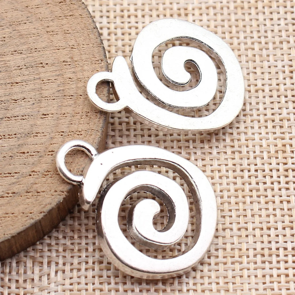 32x23mm 6g Antique Silver Zinc Alloy Swirl Charm Pendant for DIY Necklace Bracelet Making