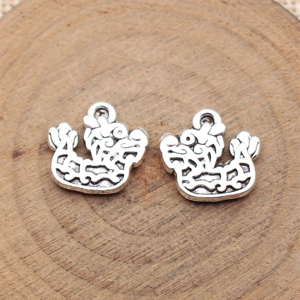 15x14mm 1.6g Antique Silver Zinc Alloy Dragon Boat Charm Pendant for DIY Necklace Bracelet Making