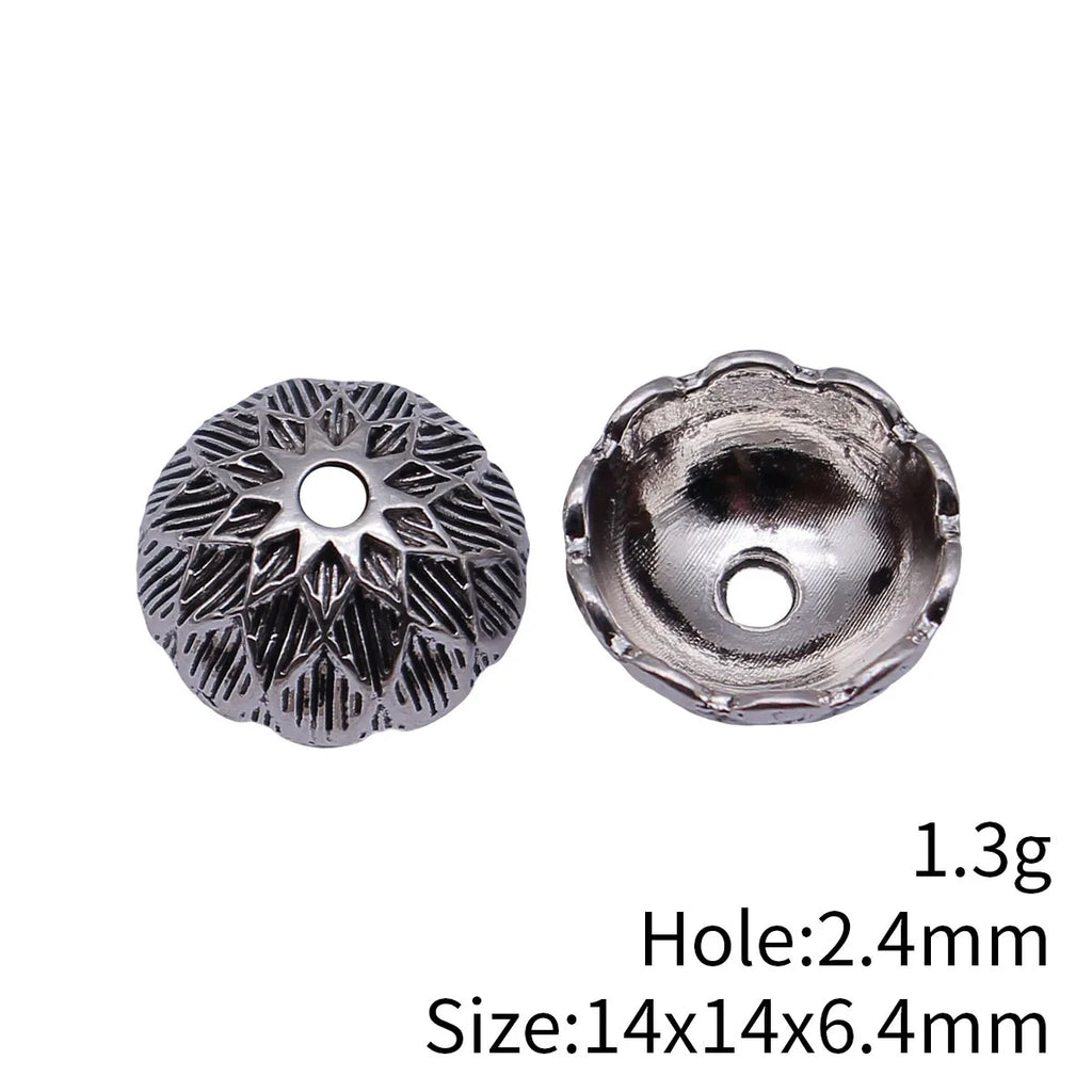 14x14x6.4mm 1.3g Multicolor Zinc Alloy Flower Bead Cap Spacer Beads for DIY Jewelry Making