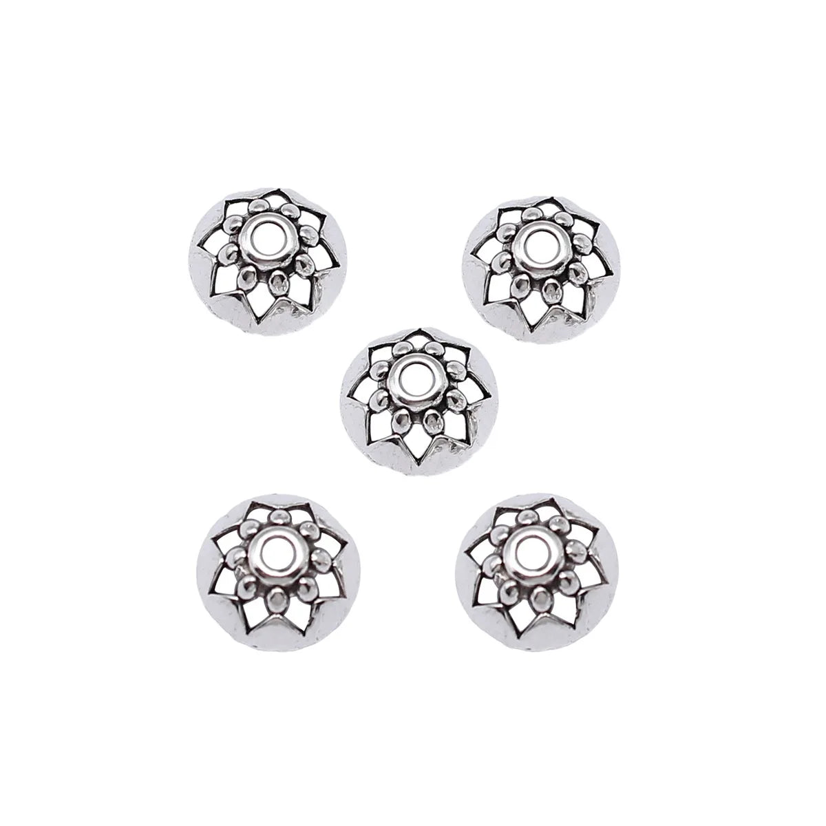 13x13x6mm 0.8g Antique Silver Zinc Alloy Floral Bead Caps for DIY Jewelry Making Accessories