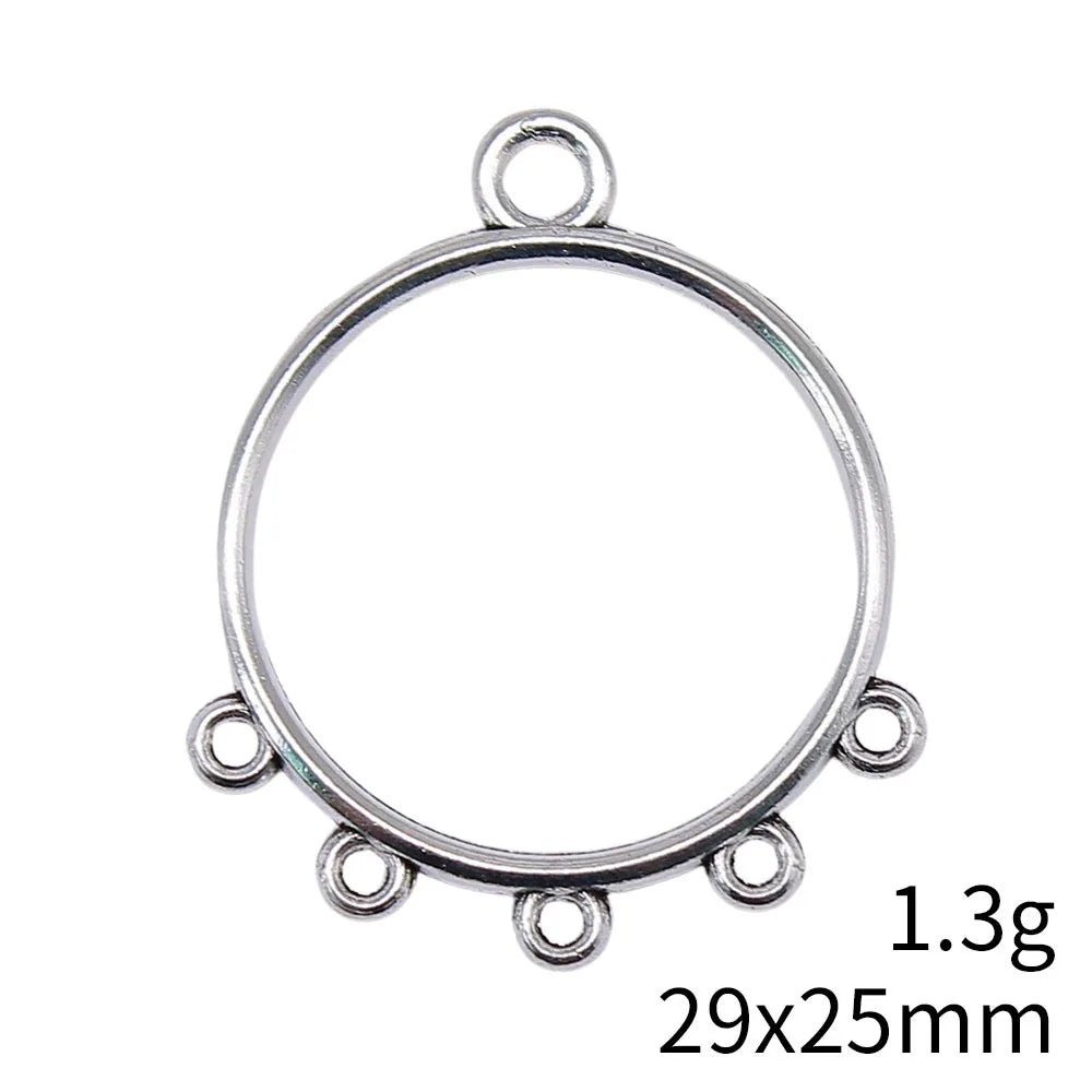 29x25mm 1.3g Multicolor Zinc Alloy Round Earring Connector Charm for DIY Earrings Jewelry Making