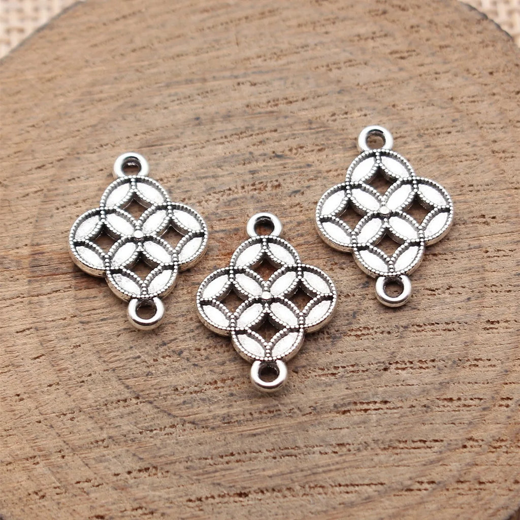 17x12mm 0.63g Antique Silver Zinc Alloy Chinese Coin Connector Charm for DIY Bracelet Necklace Making