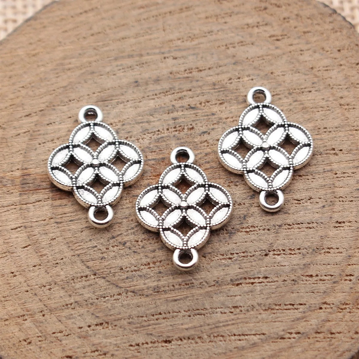 17x12mm 0.63g Antique Silver Zinc Alloy Chinese Coin Connector Charm for DIY Bracelet Necklace Making