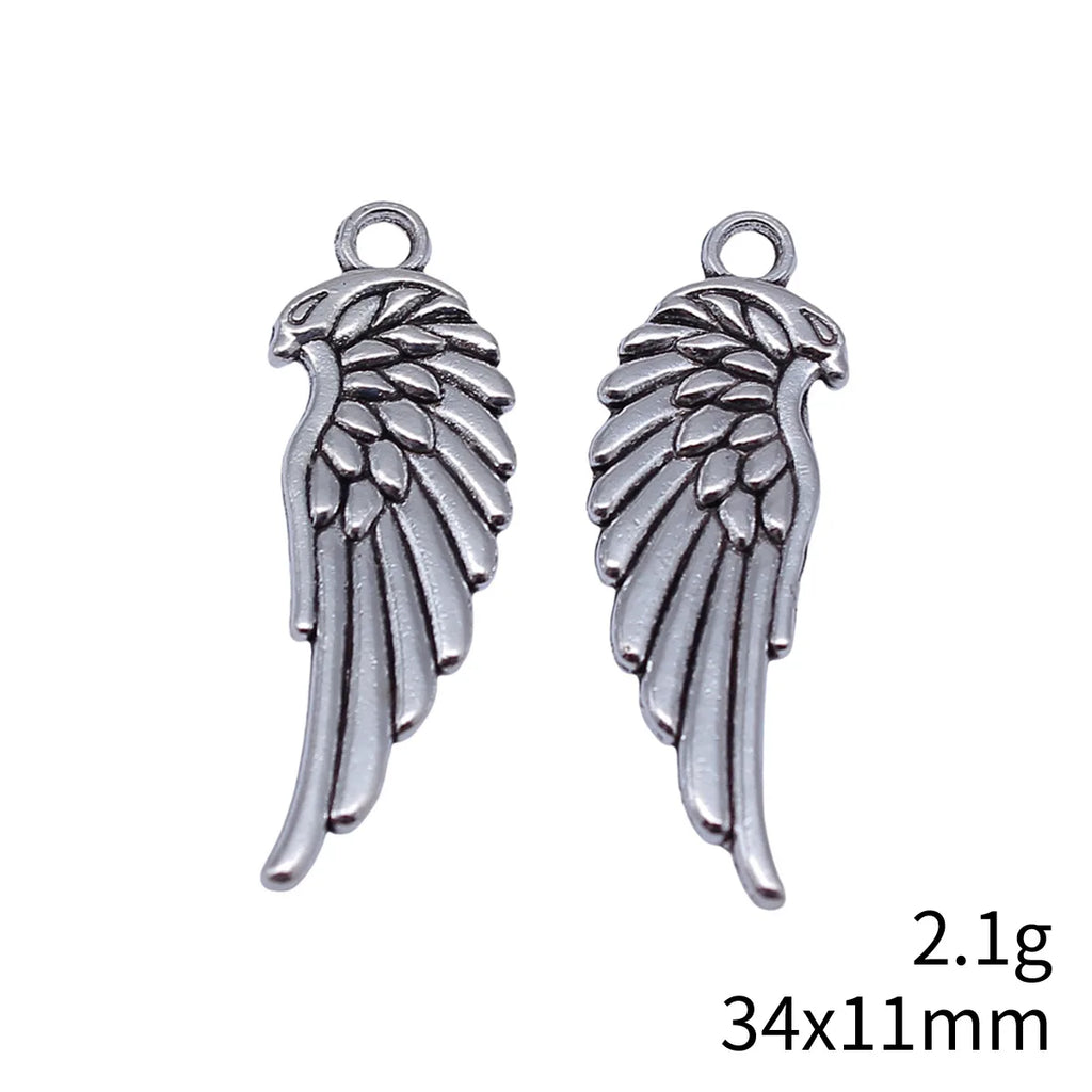 34x11mm 2.1g Multicolor Zinc Alloy Wing Charm Pendant for DIY Necklace Bracelet Jewelry Making