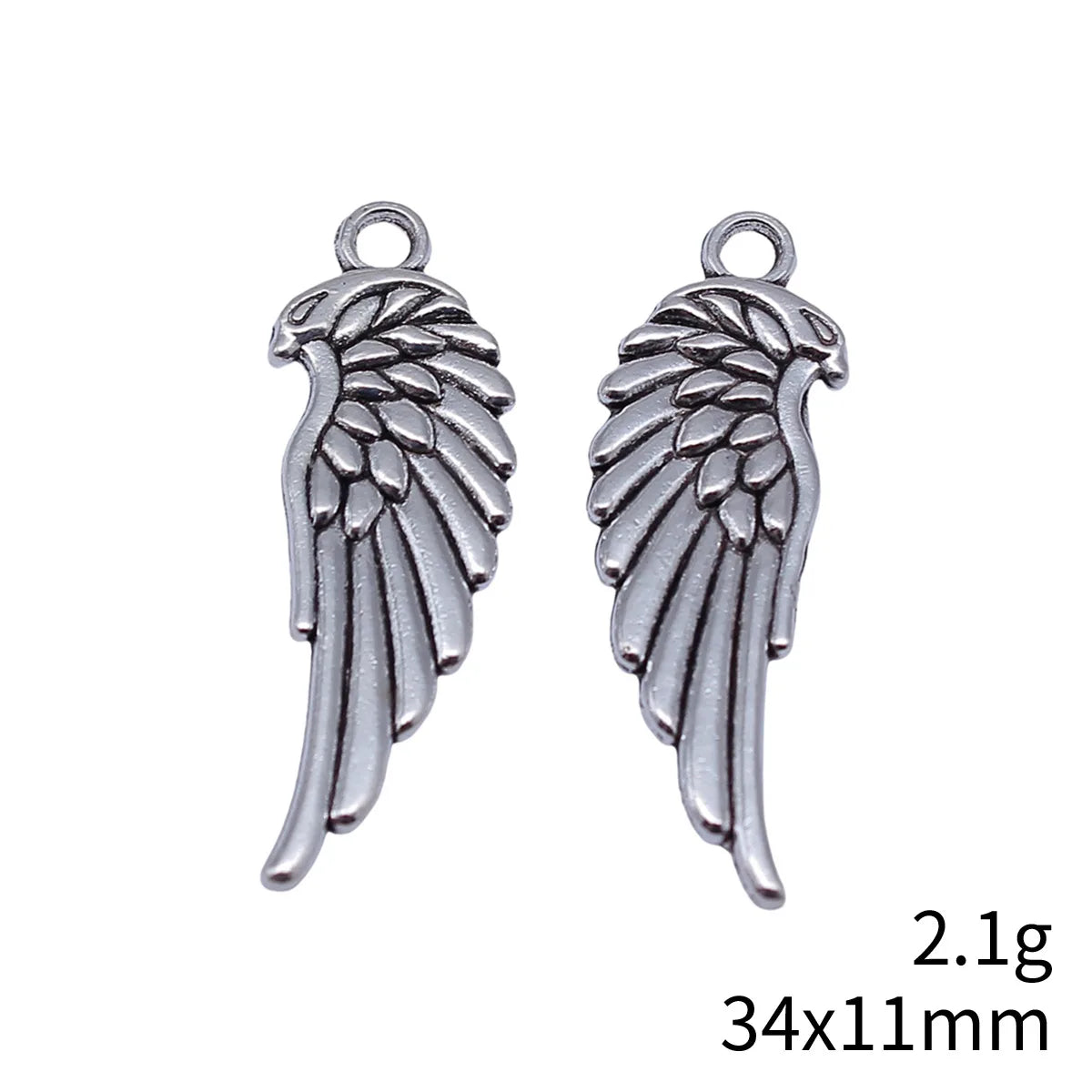 34x11mm 2.1g Multicolor Zinc Alloy Wing Charm Pendant for DIY Necklace Bracelet Jewelry Making
