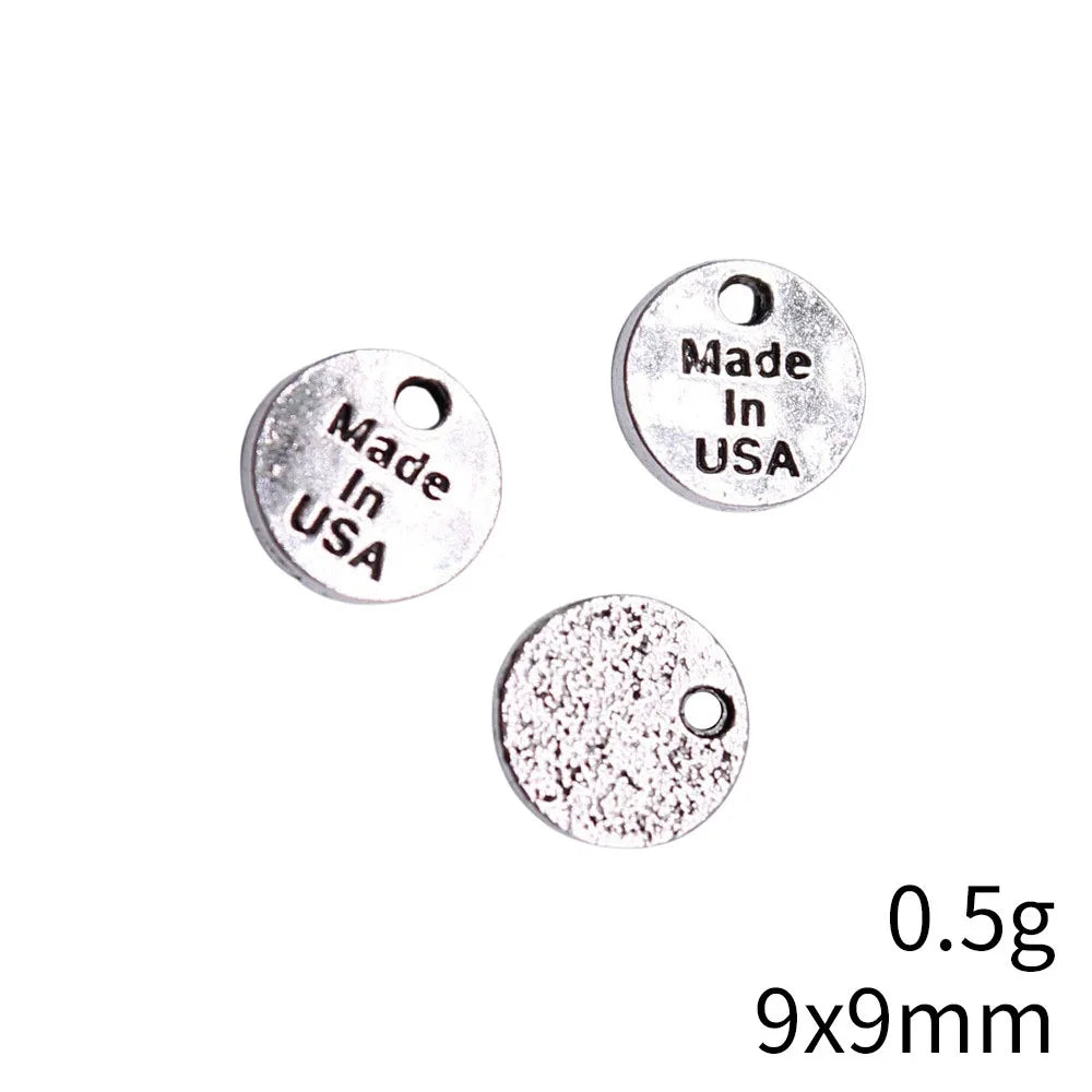 9x9mm 0.5g Antique Silver Zinc Alloy Made in USA Charm Pendant for DIY Necklace Bracelet Jewelry