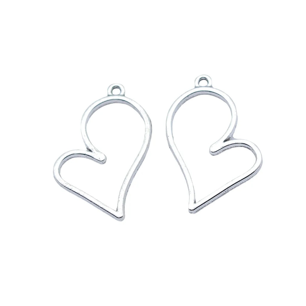 27x22mm 1g Antique Silver Zinc Alloy Hollow Heart Charm Pendant for DIY Necklace Bracelet Making