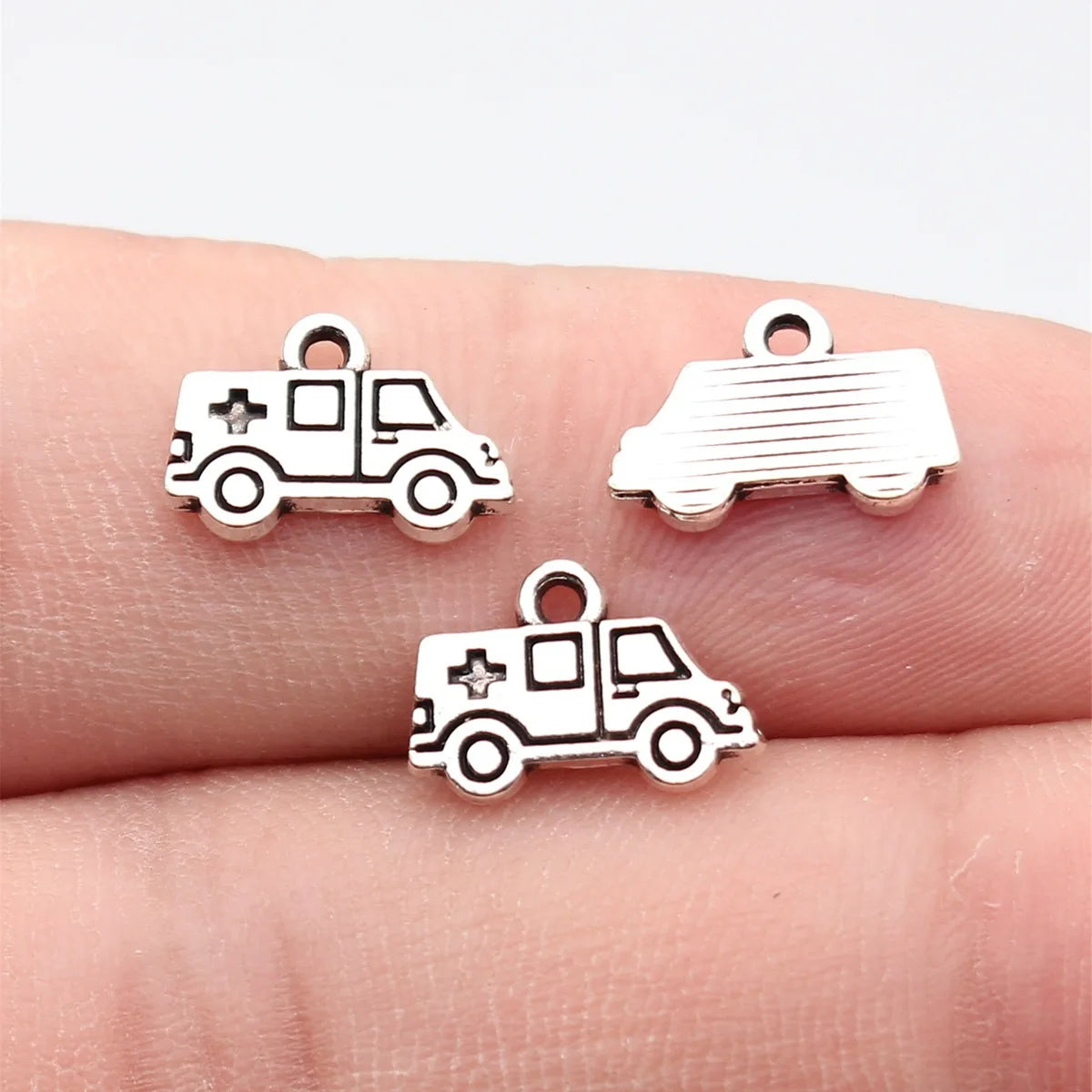 13x8.6mm 0.57g Antique Silver Zinc Alloy Ambulance Charm Pendant for DIY Necklace Bracelet Making