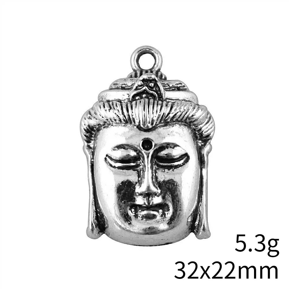 32x22mm 5.3g Antique Silver Zinc Alloy Buddha Head Charm Pendant for DIY Necklace Bracelet Making