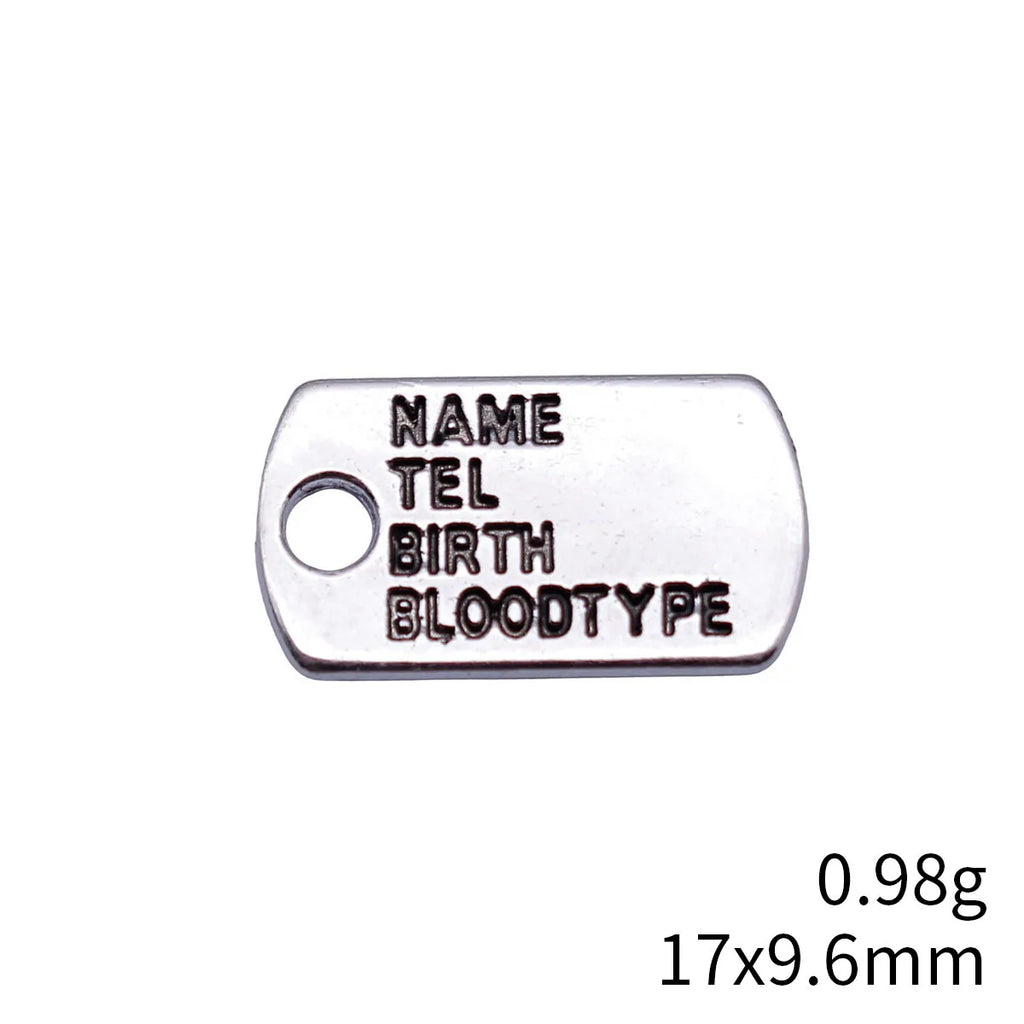 17x9.6mm 0.98g Antique Silver Zinc Alloy ID Tag Charm Pendant for DIY Necklace Bracelet Jewelry Making