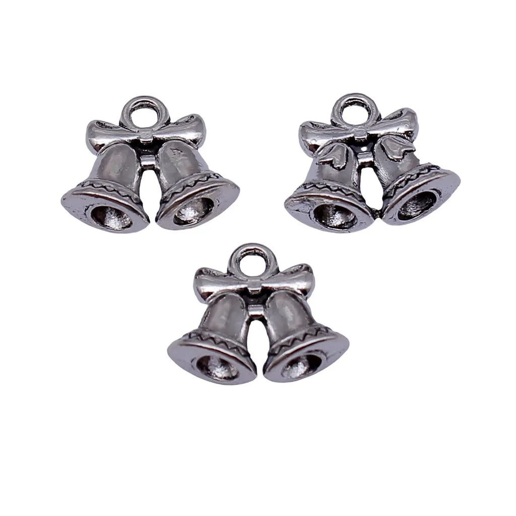15x14mm 1.7g Antique Silver Zinc Alloy Christmas Bell Charm Pendant for DIY Necklace Bracelet Jewelry