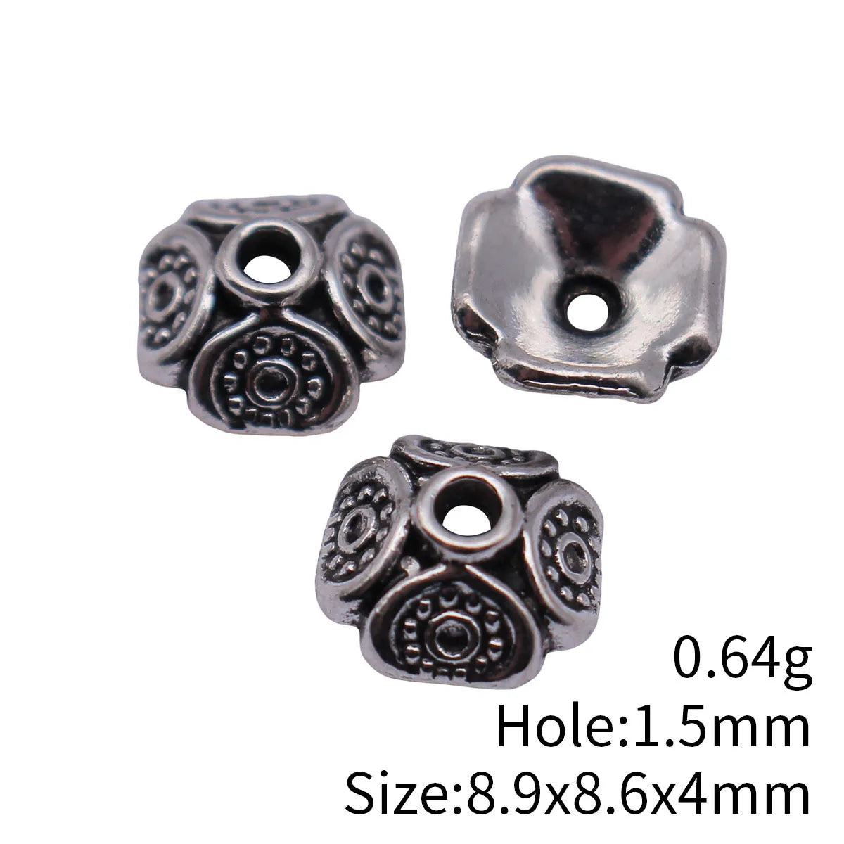 8.9x8.6x4mm 0.64g Antique Silver Zinc Alloy Small Bead Cap Flower Cone Jewelry Findings for DIY Pendants