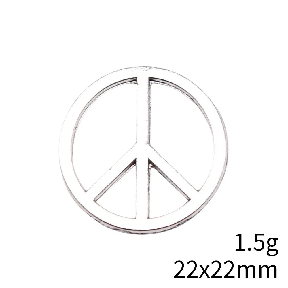22x22mm 1.5g Antique Silver Zinc Alloy Peace Sign Charm Pendant for DIY Necklace Bracelet Jewelry