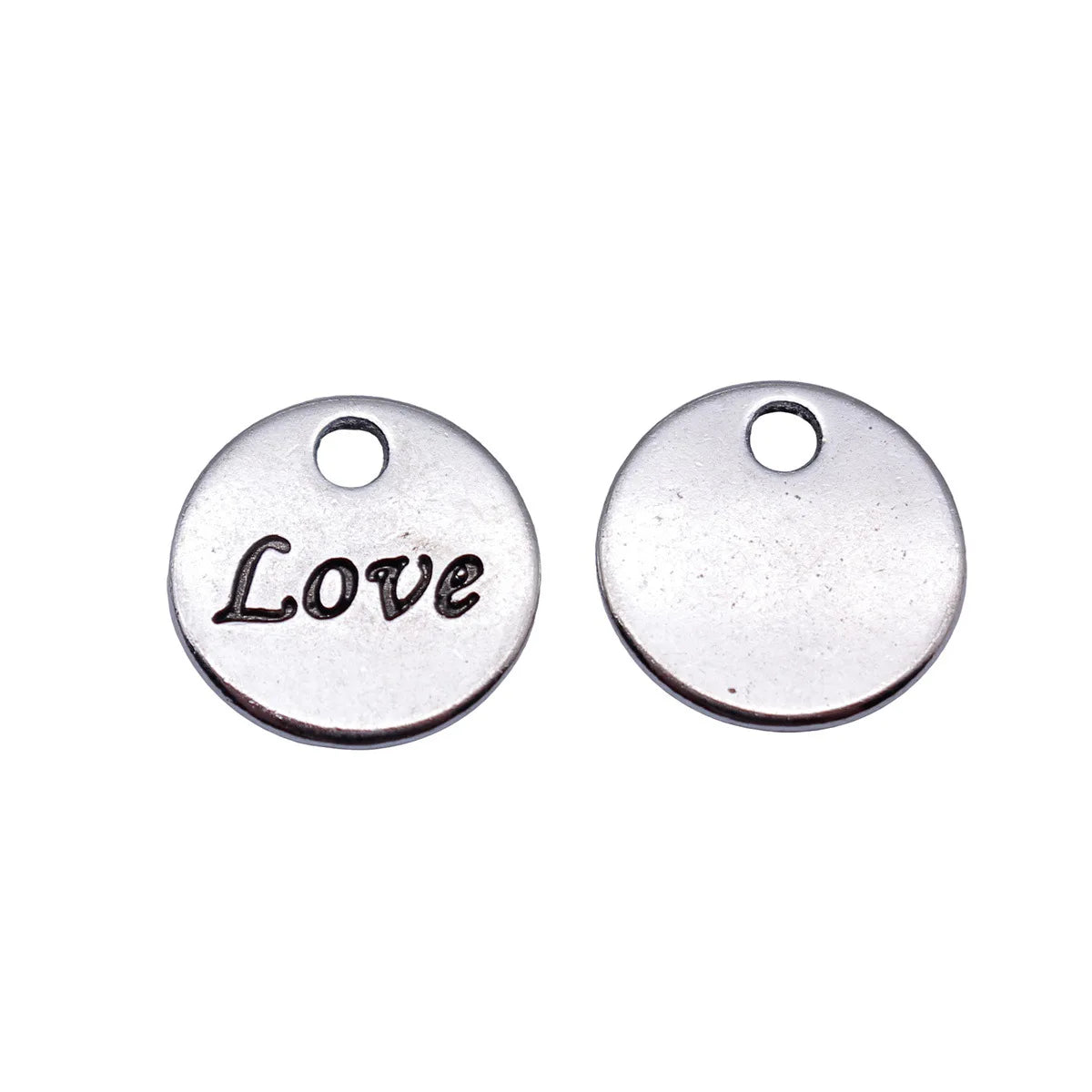 12x12mm 0.77g Antique Silver Zinc Alloy LOVE Round Tag charm pendant for DIY jewelry making