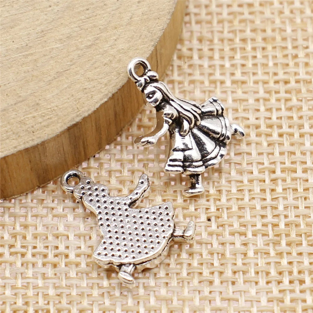 13x18mm 1.3g Multicolor Zinc Alloy Girl Charm Pendant for DIY Bracelet Necklace Jewelry Making