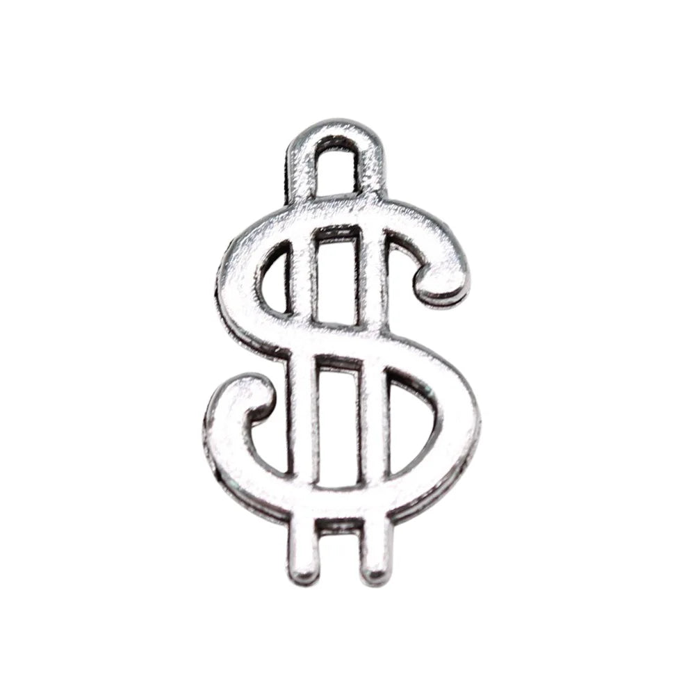 21x12mm 0.8g Antique Silver Zinc Alloy Dollar Sign Charm Pendant for DIY Necklace Bracelet Jewelry Making