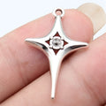 31x20mm 1.3g Antique Silver Zinc Alloy Four Point Starburst Charm Pendant for DIY Jewelry Making