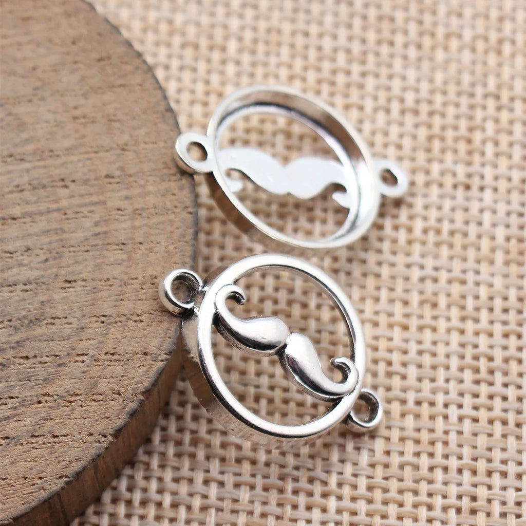 24x18mm 1.5g Antique Silver Zinc Alloy Mustache Connector Charm for DIY Bracelet Jewelry Making